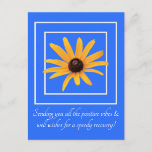 Carte Postale Fleur Jaune Bleu brillant Inspiration Obtenir Bien