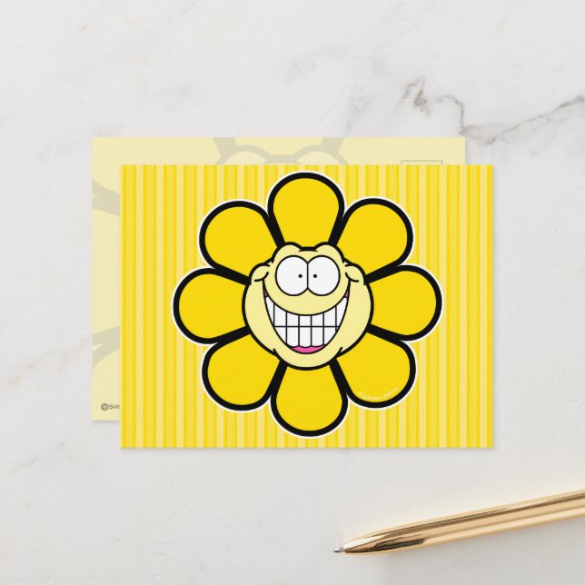 Carte Postale Fleur Jaune Joyeuse Graphiques Screwball (Devant/Arrière en situation)