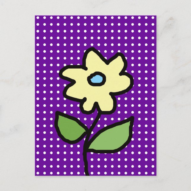Carte Postale fleur jaune . points blancs (Devant)