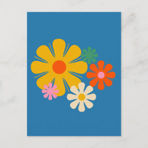 Carte Postale Fleur Locus Reto 60s les années 70 Floral sur cart
