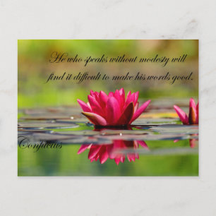 Carte Postale Fleur Lotus avec Citations Confucius