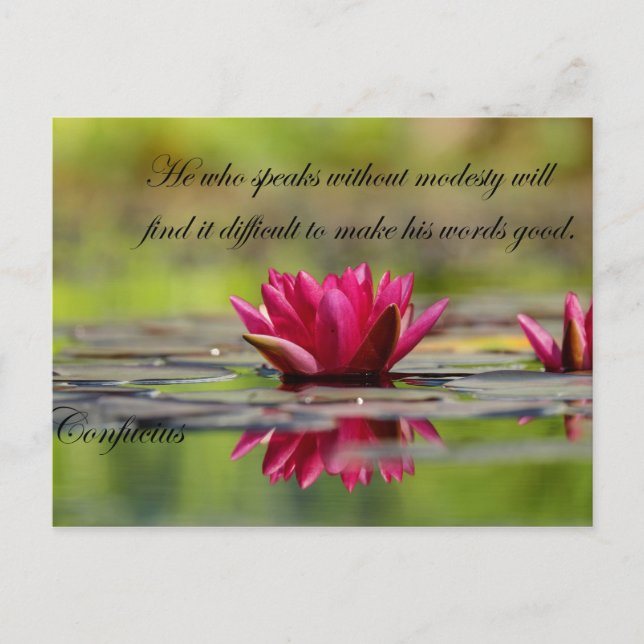 Carte Postale Fleur Lotus avec Citations Confucius (Devant)