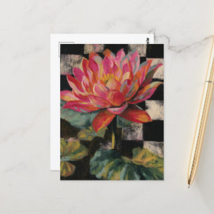 Carte Postale Fleur Lotus rose sur l'Arrière - plan Checkerboard