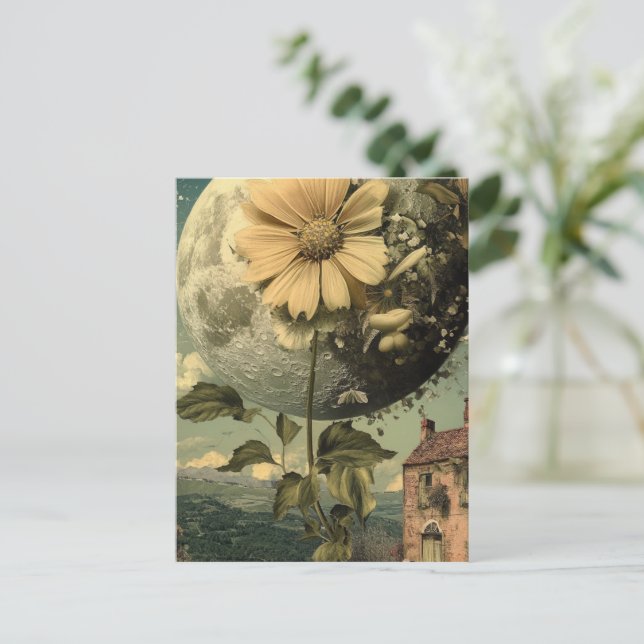 Carte Postale Fleur Lune et charme Vintage (Debout devant)