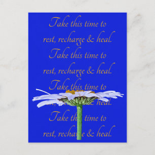 Carte Postale Fleur marguerite blanche sur toile bleue Temps de