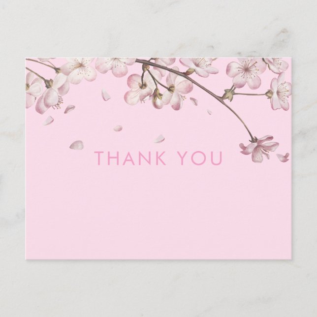 Carte Postale Fleur Moderne Délicate Fleurie Rose Merci (Devant)