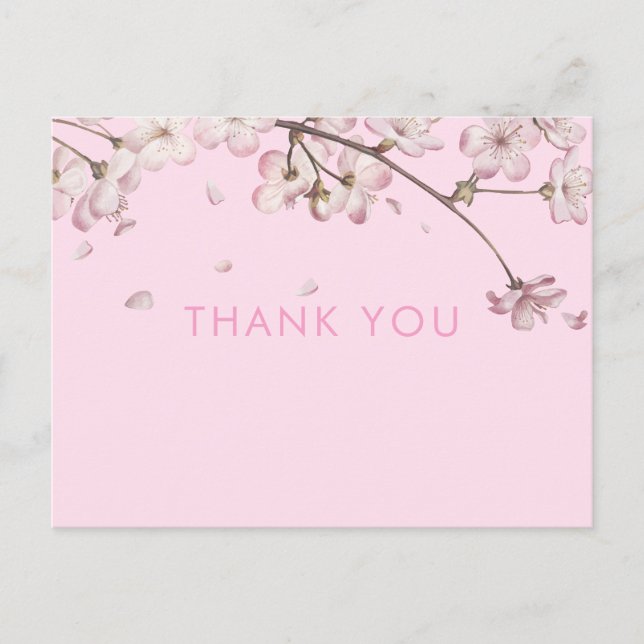 Carte Postale Fleur Moderne Délicate Fleurie Rose Merci (Devant)