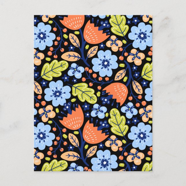 Carte Postale Fleur motif coloré brillant (Devant)