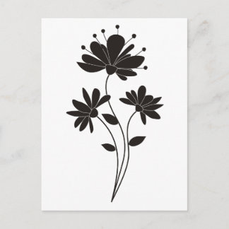 Carte Postale Fleur noire et blanche élégante