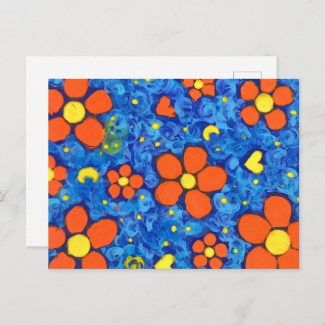 Carte Postale Fleur Orange Dans L'Eau (Devant / Derrière)