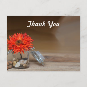 Carte Postale Fleur orange dans un pot Mason Merci