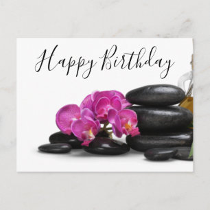 Carte Postale Fleur orchidée avec pierre chaude Anniversaire