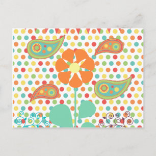 Carte Postale Fleur Pois Paisley Spring Cadeaux Whimsical