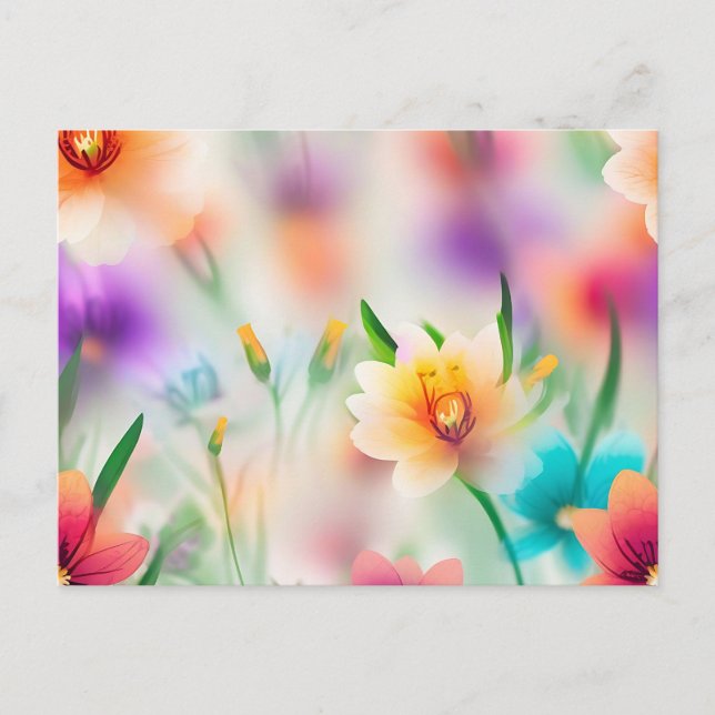 Carte Postale Fleur printanière avec arrière-plan flou (Devant)