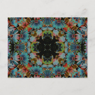 Carte Postale Fleur psychédélique Postca d'art de kaléidoscope