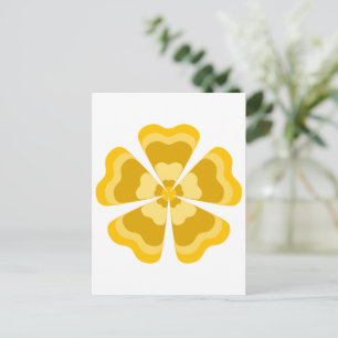 Carte Postale Fleur Rétro au Style Jaune