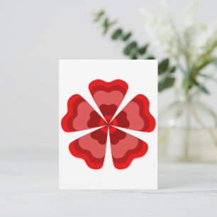 Carte Postale Fleur Rétro de Style Rouge
