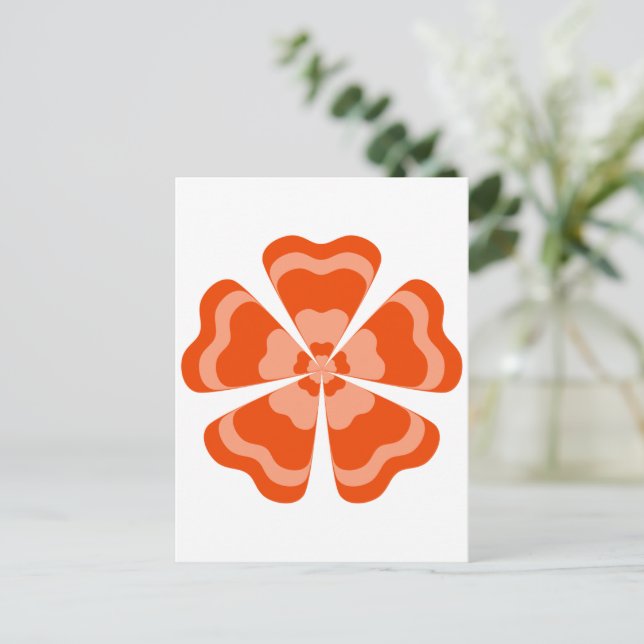 Carte Postale Fleur Rétro Orange Stylisée (Debout devant)