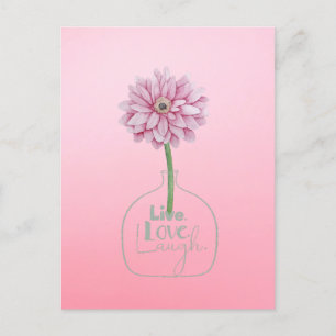 Carte Postale Fleur rose Live Love