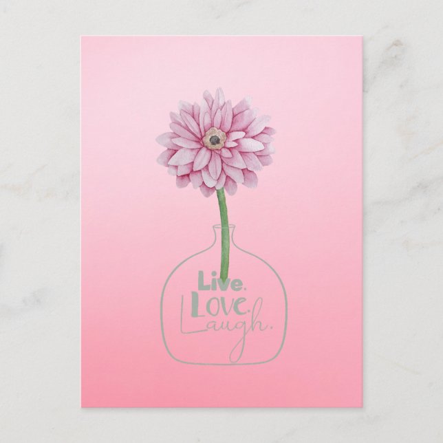 Carte Postale Fleur rose Live Love (Devant)