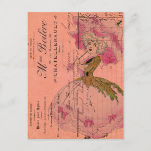 Carte Postale Fleur rose vintage