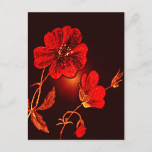 Carte Postale Fleur rouge, Brown et noire
