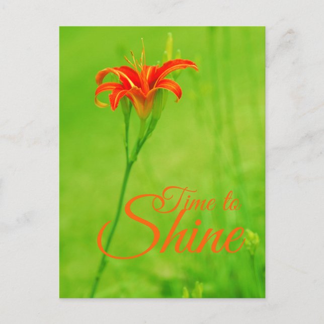 Carte Postale Fleur rouge "Il est temps de briller" (Devant)