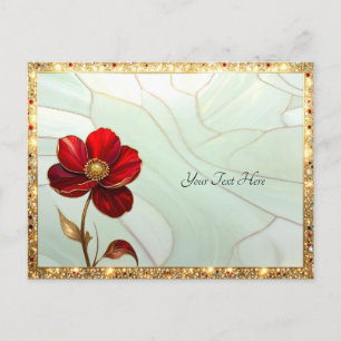 Carte postale Fleur Rouge Vitrail