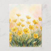 Fleur sauvage aquarelle jaune ensoleillée