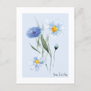Carte Postale Fleur sauvage bleu d'eau