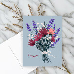 Carte Postale Fleur sauvage Bouquet JE TE MANQUE ASSEZ PERSONNAL<br><div class="desc">Customisez cette carte en modifiant le texte,  la police,  les couleurs et en ajoutant votre propre texte au verso ! Consultez mon magasin pour en savoir plus !</div>