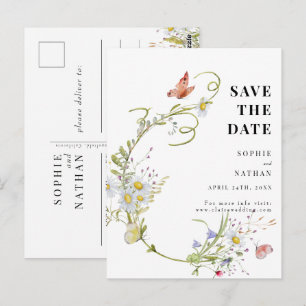Carte Postale Fleur sauvage de printemps été Beige Bohème Enregi