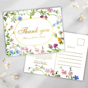 Carte Postale Fleur sauvage Moderne Floral Élégant Mariage Merci