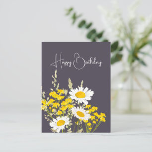 Carte Postale Fleur sauvage moderne Joyeux anniversaire