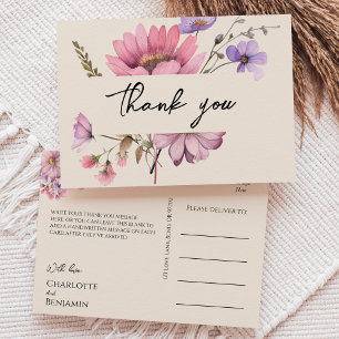Carte postale Fleur sauvage moderne Mariage beige