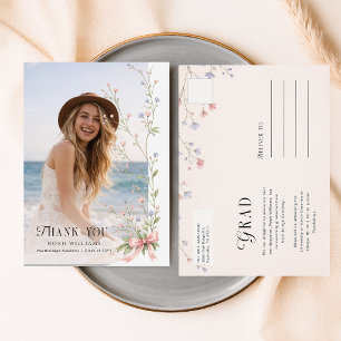 Carte Postale Fleur Sauvage Nœud Rose Photo Remerciements de Dip