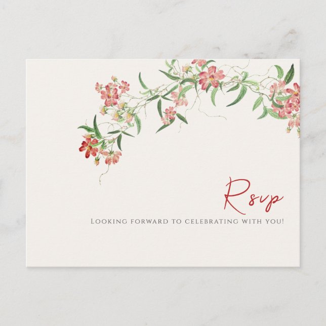 Carte Postale Fleur sauvage rose Rose Spring Garland Mariage (Devant)