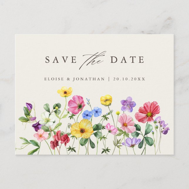 Carte Postale Fleur sauvage Rustic Chic Floral Boho Enregistrer  (Devant)