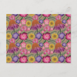 Carte Postale Fleur sauvage Sage vert motif floral