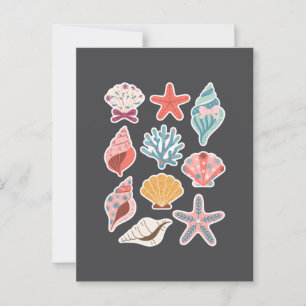 Carte Postale Fleur sauvage Seashell Clam Summer Vibes Floral Be