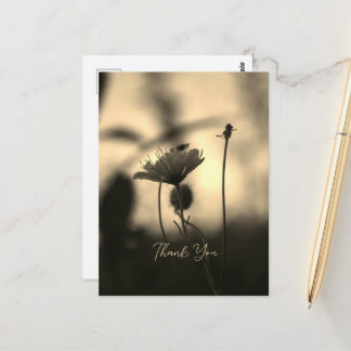 Carte Postale Fleur sépia romantique – Remerciement de fantaisie