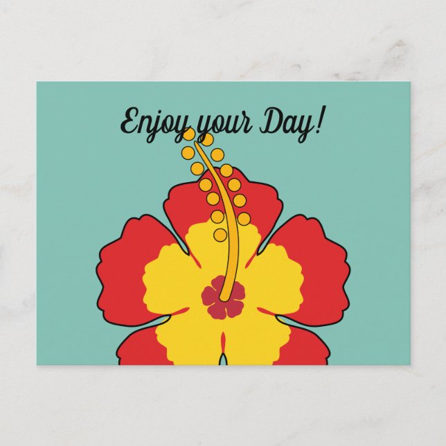 Carte Postale Fleur tropicale de l'Hibiscus rouge | Ajouter votr (Devant)
