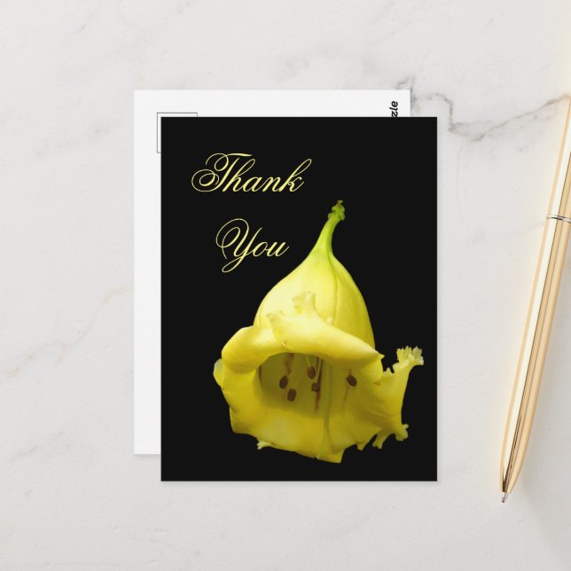 Carte Postale Fleur tropicale jaune (Devant/Arrière en situation)