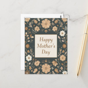 Carte Postale Fleur Vintage foncée mère Fête maman