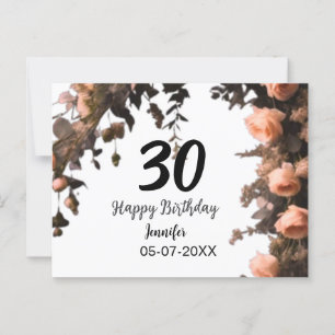 Carte Postale Fleur vintage rose rose moderne 30e anniversaire 
