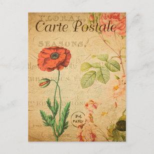 Carte Postale Fleurs Paillettes Enveloppe 1910