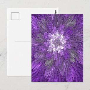 Carte Postale Fleur Violette Psychedelique Art Fractal Abstrait
