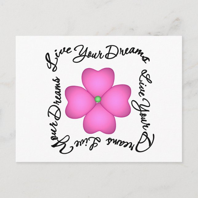 Carte Postale Fleur - Vivez vos rêves (Devant)