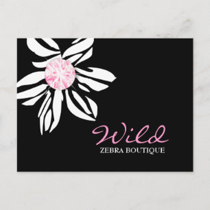 Carte Postale Fleur Zèbre 311 Wild Dimaond noir et rose