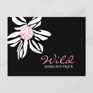 Carte Postale Fleur Zèbre 311 Wild | Dimaond noir et rose